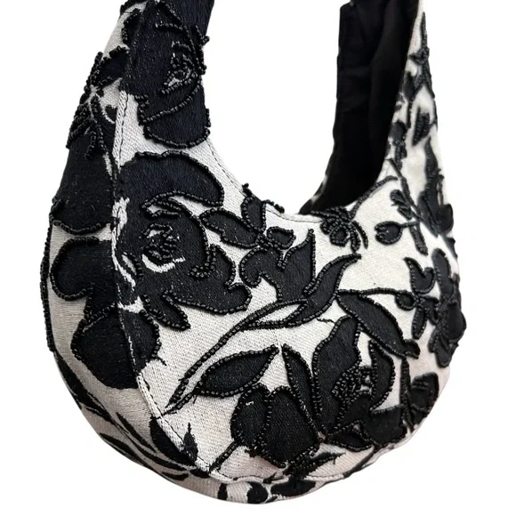 A New Day Beaded Black and White Handbag - Picture 1 of 8